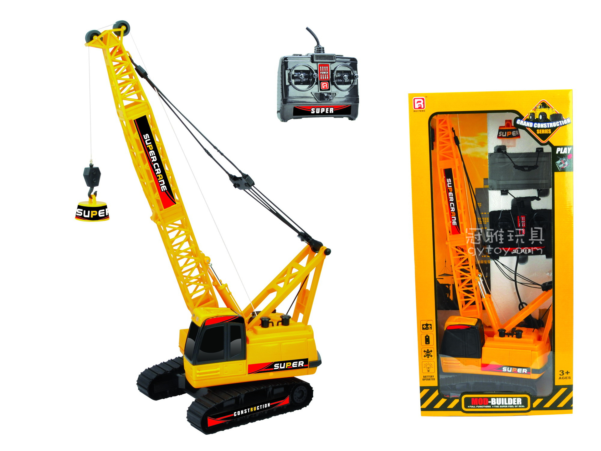 【仿真电动线控灯光工程车玩具建筑器材八通履带吊臂起重机吊车模型】价格,厂家,图片,模型玩具,汕头市元创广告-